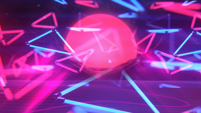 Red neon hologram energy synthwave free wallpaper for desktop - medium preview image