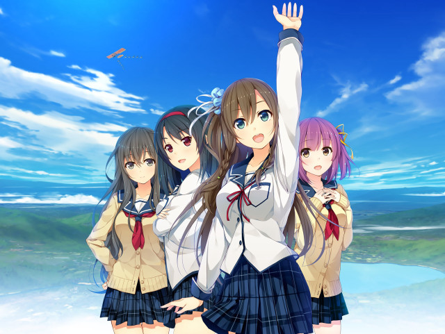 Girls group blue sky ocean free wallpaper for desktop - medium preview image