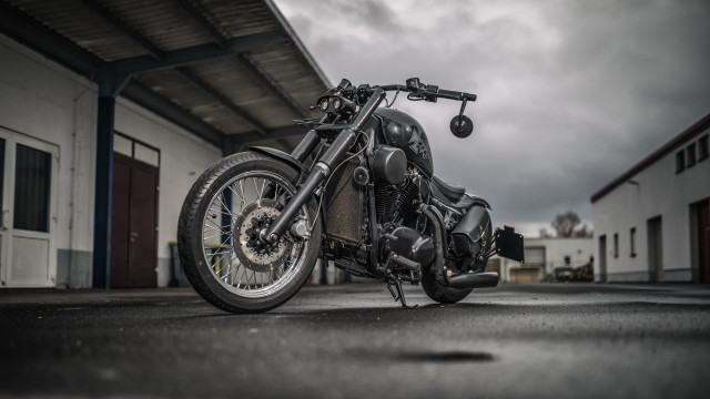 Motorcycle cloudy sky red door free wallpaper for desktop - medium preview image