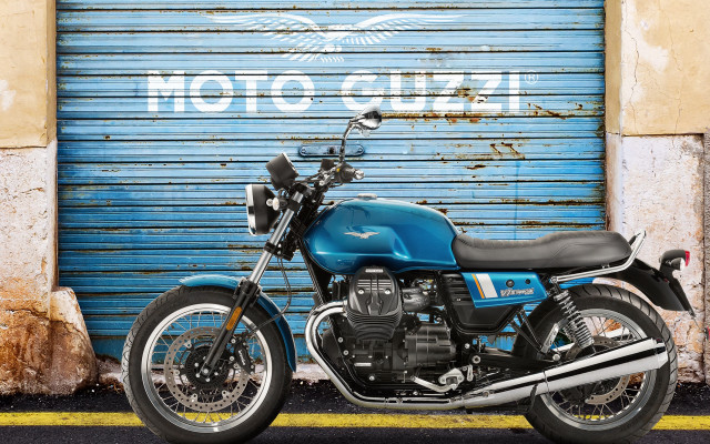 Blue motorcycle garage logo jigsaw free wallpaper for desktop - medium preview image