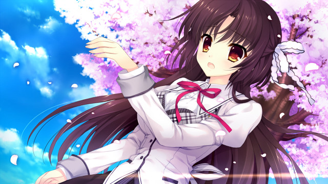 Girl white shirt pink flower free wallpaper for desktop - medium preview image