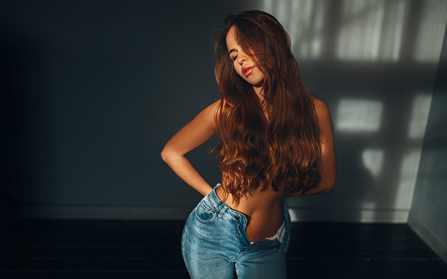 Woman long hair room hands free wallpaper for desktop - medium preview image