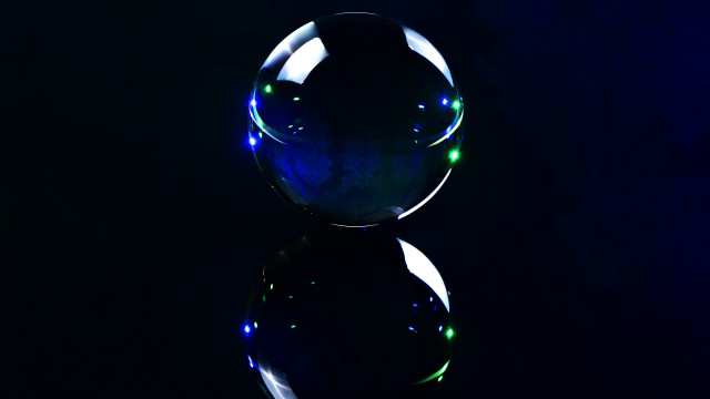Blue green bubble reflection holography free wallpaper for desktop - medium preview image