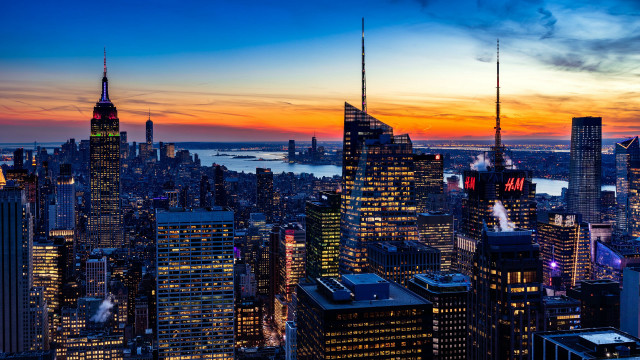 City skyline sunset water bridge #6 free wallpaper for desktop - medium preview image