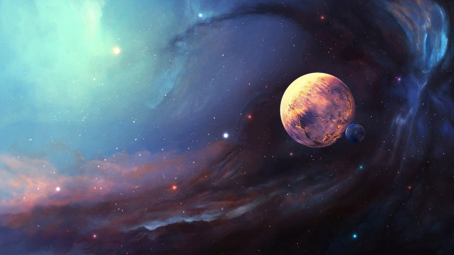 Space planet stars background aurora #2 free wallpaper for desktop - medium preview image
