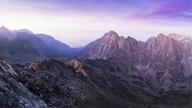 Mountain range purple sky lake free wallpaper for desktop - medium preview image
