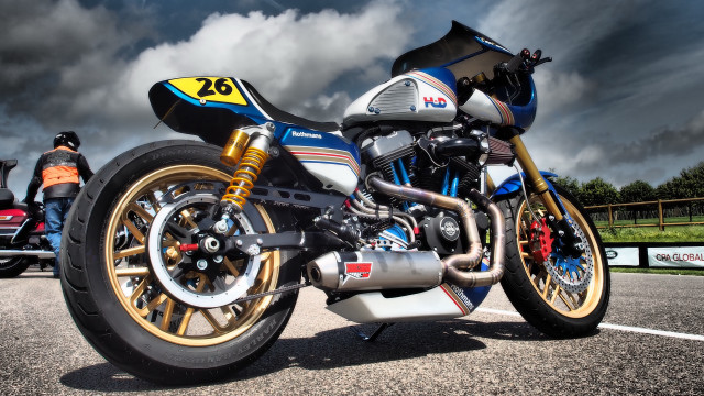 Motorcycle helmet road cloudy sky free wallpaper for desktop - medium preview image