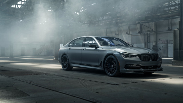 Silver car warehouse fog person free wallpaper for desktop - medium preview image