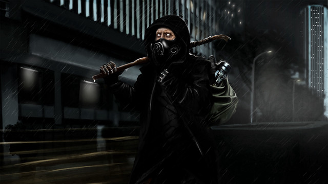 Man gas mask baseball bat free wallpaper for desktop - medium preview image
