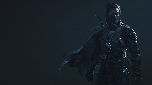 Black swordman armor cape glowing free wallpaper for desktop - medium preview image