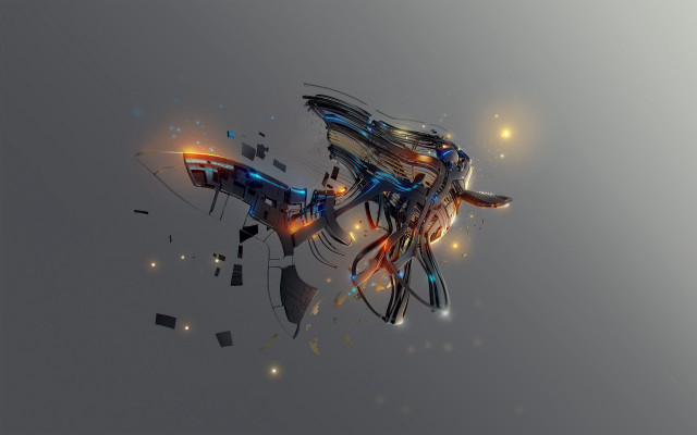 Glowing bird 3d render light free wallpaper for desktop - medium preview image