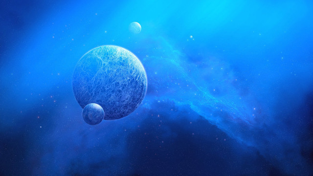Blue planet stars clouds milky free wallpaper for desktop - medium preview image