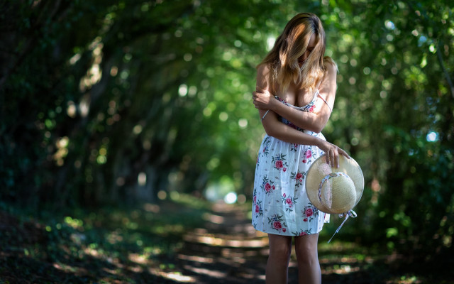 Woman dress hat woods christmas free wallpaper for desktop - medium preview image