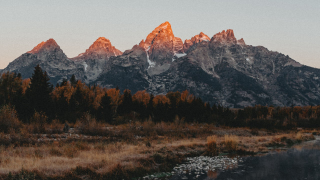 Mountain range river forest sky #2 free wallpaper for desktop - medium preview image