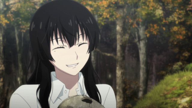 Woman holding rock forest trees free wallpaper for desktop - medium preview image