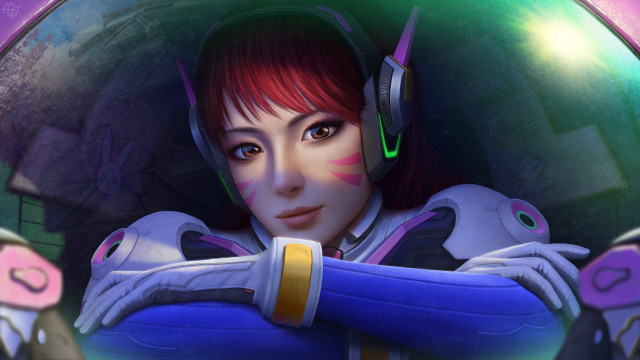 Woman headphones blue armband smile free wallpaper for desktop - medium preview image