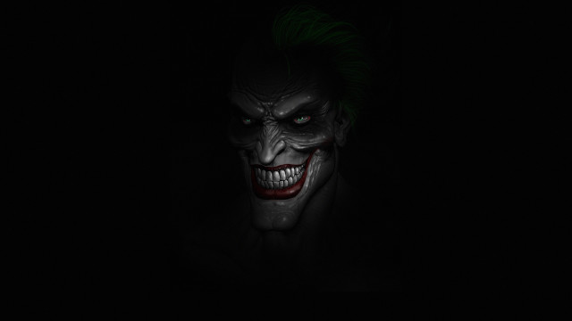 Creepy joker green hair sinister free wallpaper for desktop - medium preview image