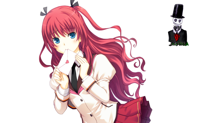 Girl pink hair tie holding free wallpaper for desktop - medium preview image