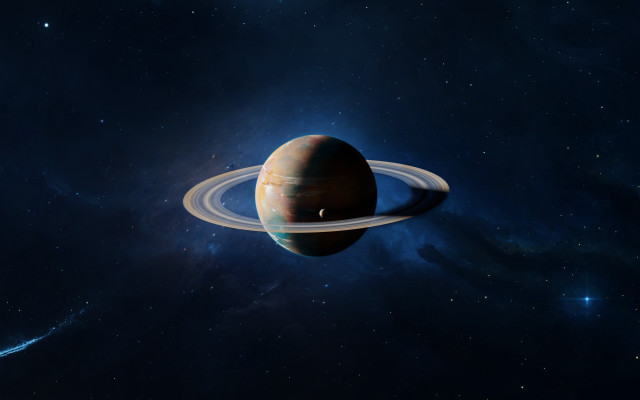 Saturn space stars blue sky free wallpaper for desktop - medium preview image