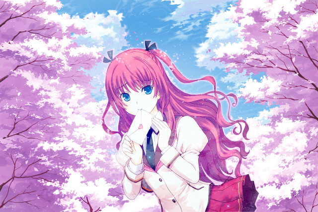 Girl long pink hair pink free wallpaper for desktop - medium preview image