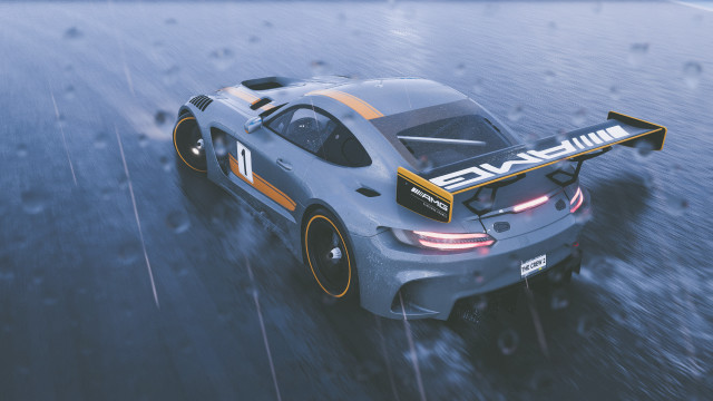 Car driving rain road wet free wallpaper for desktop - medium preview image