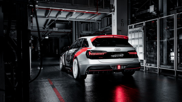 White car garage red lights free wallpaper for desktop - medium preview image