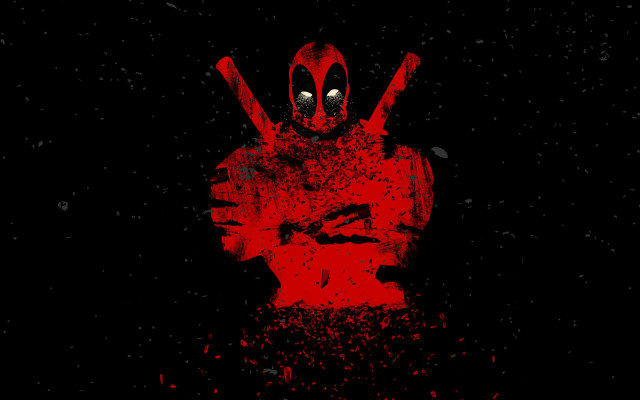 Deadpool red black splatters symbol free wallpaper for desktop - medium preview image