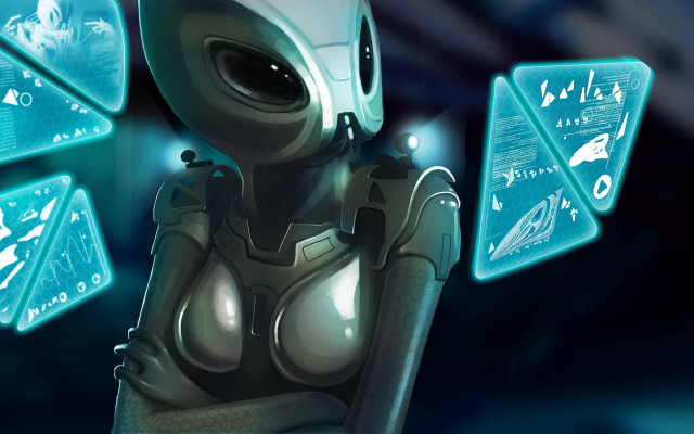 Robot hologram sci fi helmet free wallpaper for desktop - medium preview image