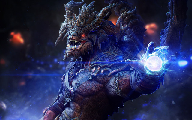 Demonic creature glowing orb night free wallpaper for desktop - medium preview image