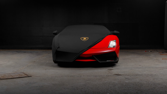 Red black sports car garage free wallpaper for desktop - medium preview image