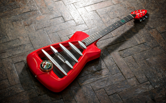Red guitar surreal funk metal free wallpaper for desktop - medium preview image