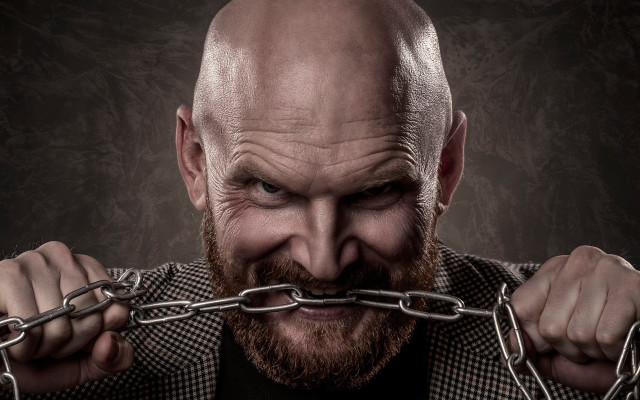 Bald beard man chain collar free wallpaper for desktop - medium preview image