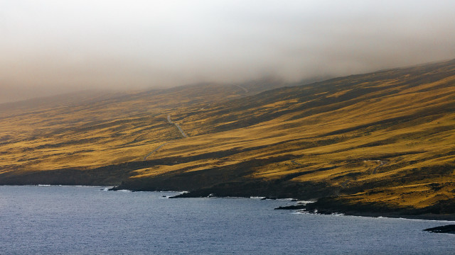 Hill road fog water mountain free wallpaper for desktop - medium preview image