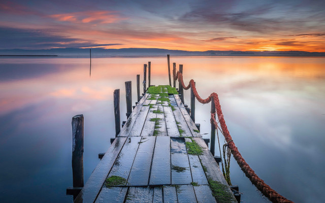 Dock rope sunset sky puzzle free wallpaper for desktop - medium preview image