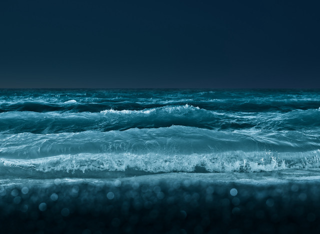 Dark blue ocean waves moon free wallpaper for desktop - medium preview image