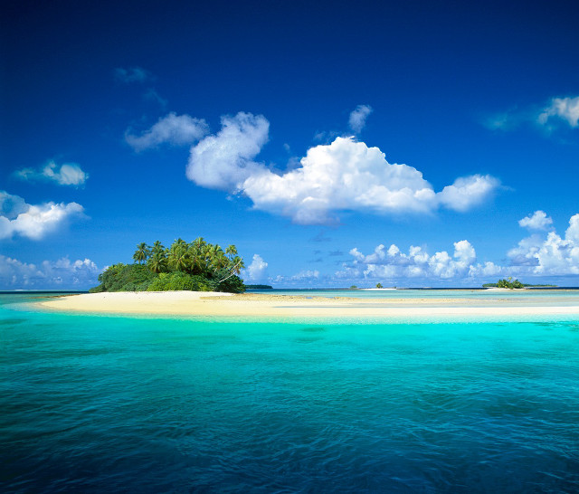 Small island blue sky clouds free wallpaper for desktop - medium preview image