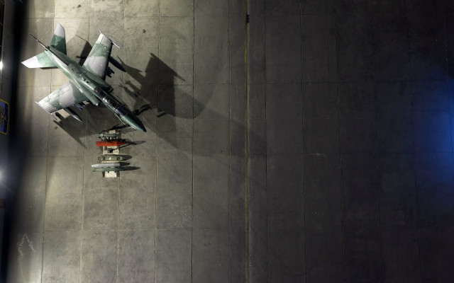 Fighter jet runway night light free wallpaper for desktop - medium preview image