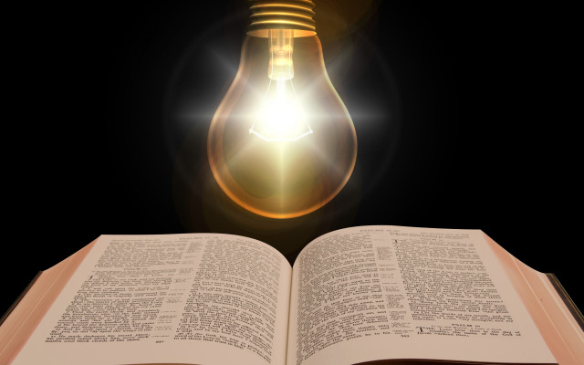 Open book light bulb illustration free wallpaper for desktop - medium preview image