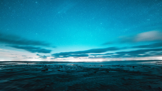 Starry sky beach moon mountains free wallpaper for desktop - medium preview image