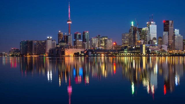 Tokyo cityscape night lights reflection free wallpaper for desktop - medium preview image