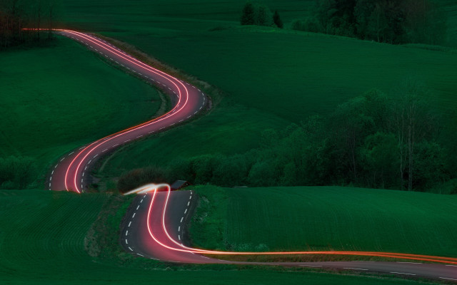 Winding road red light night free wallpaper for desktop - medium preview image