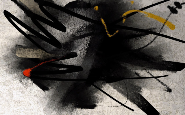 Black yellow lines red dot free wallpaper for desktop - medium preview image