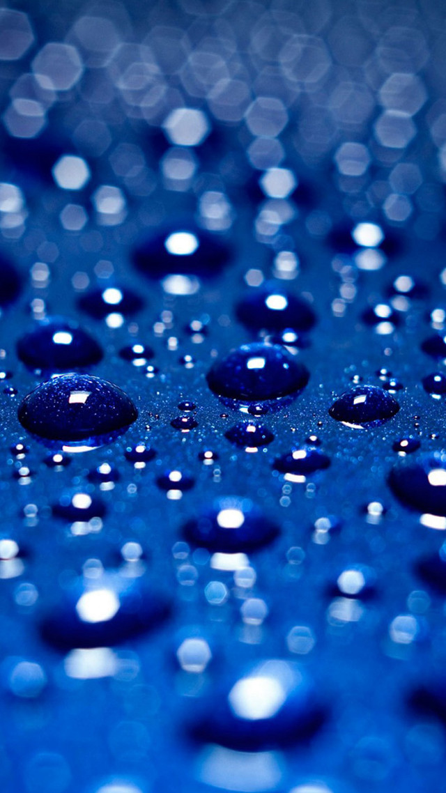 Water droplets blue background macro free wallpaper for mobile - medium preview image