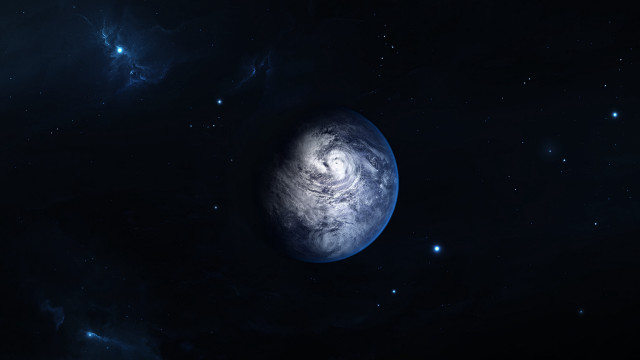 Blue planet dark space stars free wallpaper for desktop - medium preview image