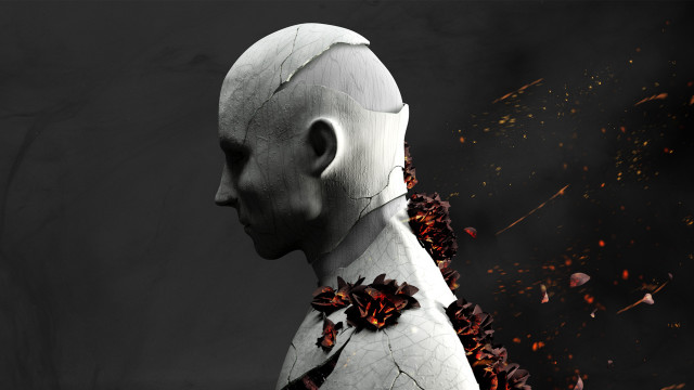 White statue flower decay embers free wallpaper for desktop - medium preview image