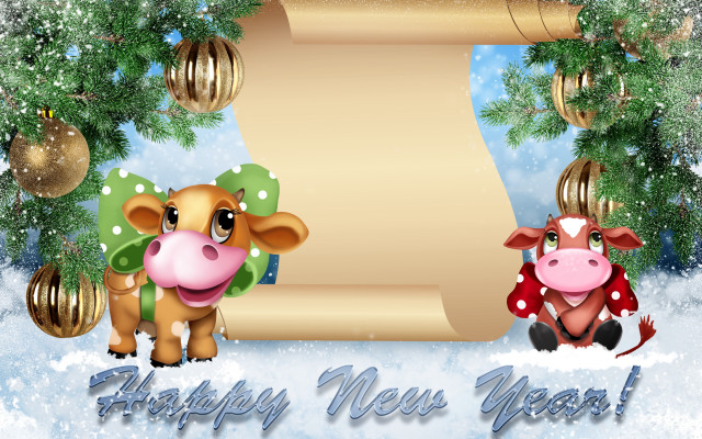 Cow snow christmas tree lyco free wallpaper for desktop - medium preview image