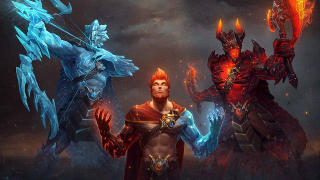 Armor men battle glow fire free wallpaper for desktop - medium preview image