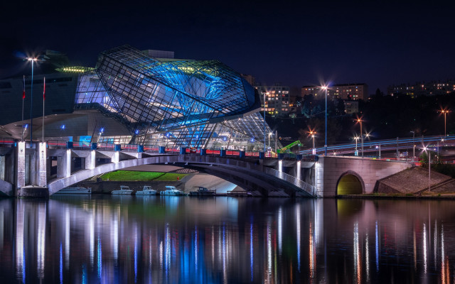 Bridge city night lights star free wallpaper for desktop - medium preview image