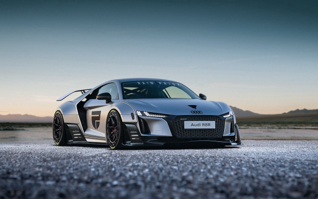 Silver sports car gravel road #2 free wallpaper for desktop - medium preview image