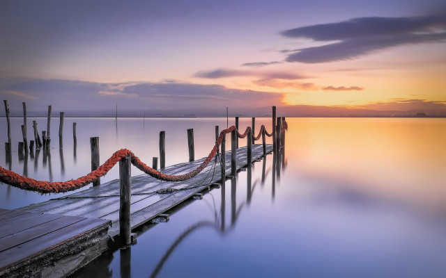 Dock red rope sunset water free wallpaper for desktop - medium preview image